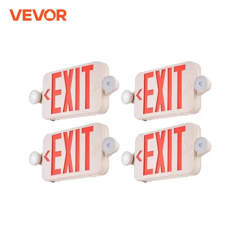 VEVOR 2/4/6 Pack Exit Sign with Emergency Lights Red Exit Sign Led Emergency Light Two LED Adjustable Head Emergency Exit Lights