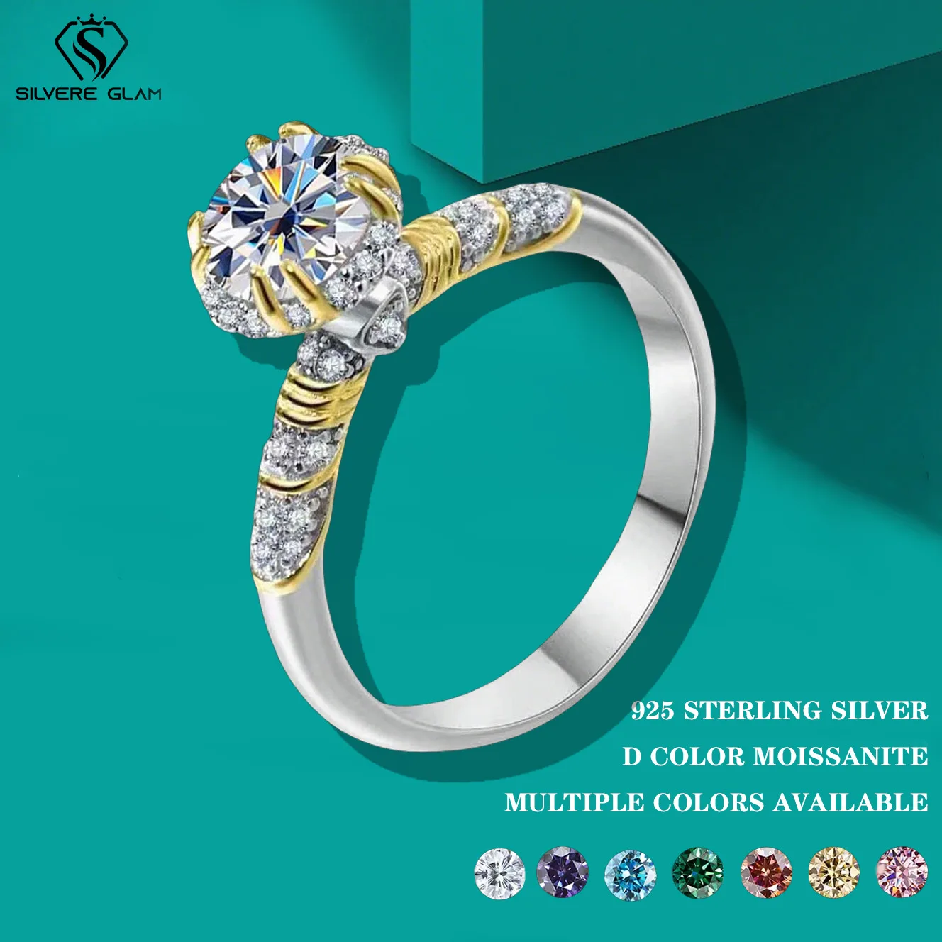

TY 1CT Moissanite 925 Sterling Silver Ring for Women D Color Minimalism Shining Engagement Ring Fine Luxury Jewelry Bouquet Ring