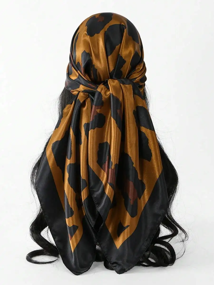 

85cm Silk Square Scarf Animal Print Bandana Hair Head Wrap For Women