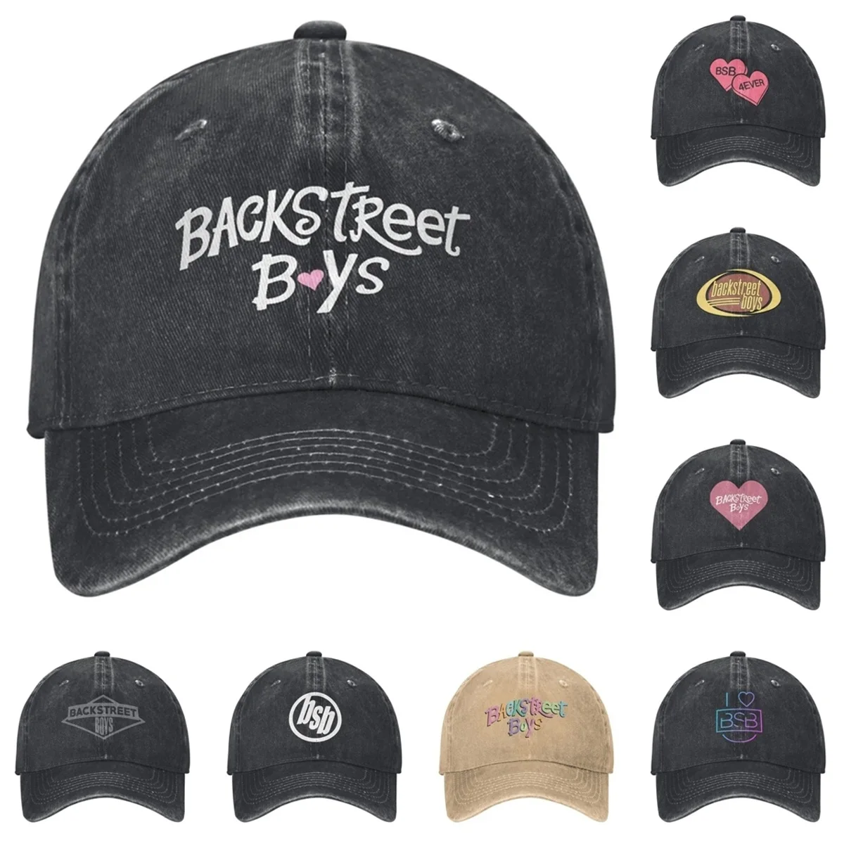 Backstreet Boys BSB Logo con corazón gorra de béisbol Vintage desgastado banda de algodón Snapback Unisex al aire libre verano gorras suaves sombrero