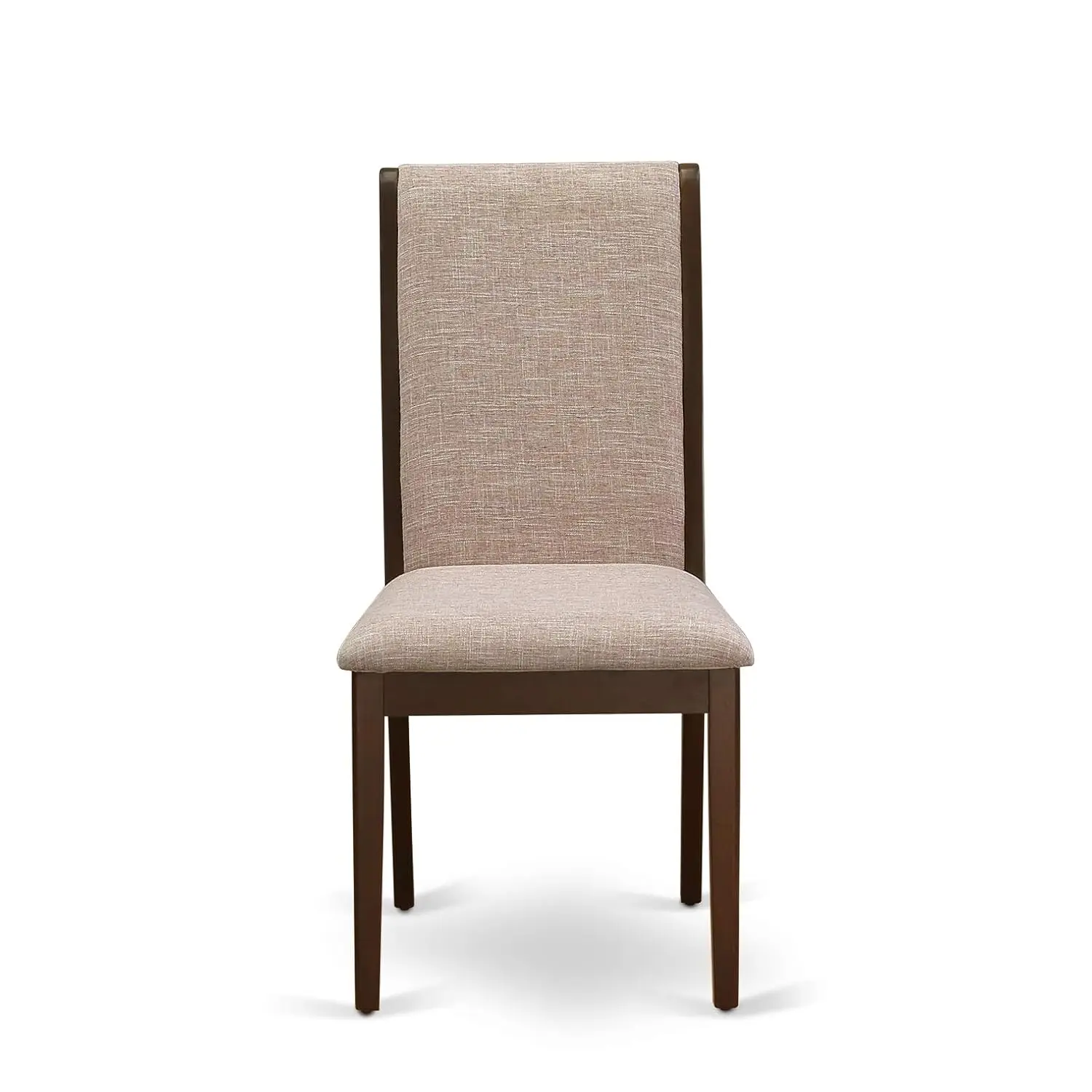 Square Dinette Set for 4 with 36x36 Inch Mahogany Table & 4 Light Tan Linen Upholstered Parson Chairs, Customized