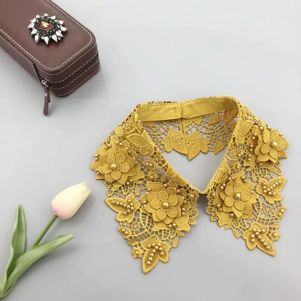 Вышитый искусственный Новый цветочный свитер, искусственный воротник, блузка, женские декоративные Топы