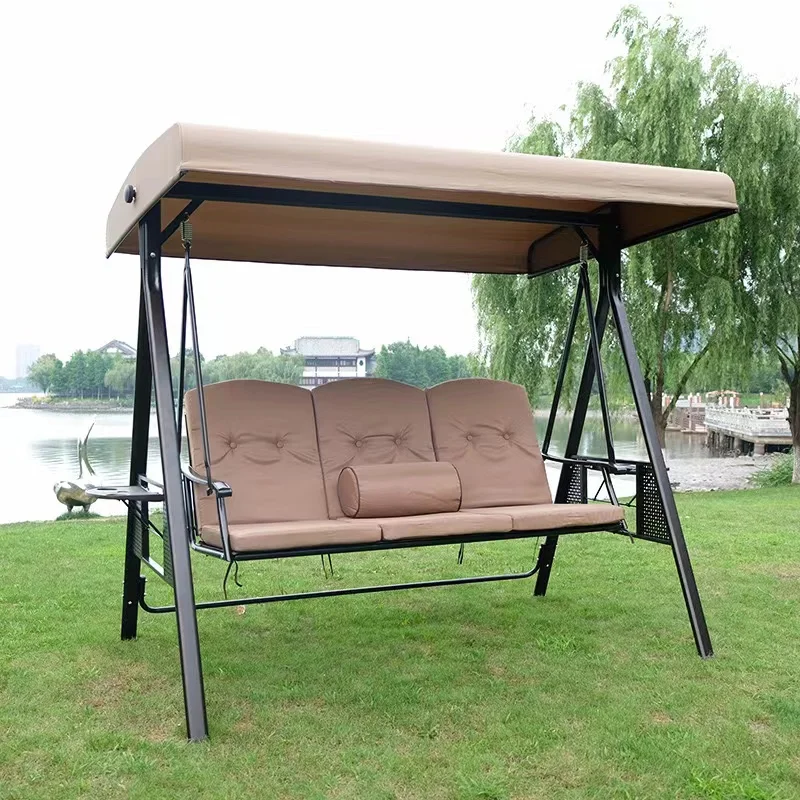 hanging swing chair,  iron frame with seat cushion, suitable for outdoor use in garden, courtyard, park hotel family