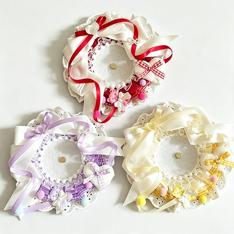 Sweet Badge Holder Itabag Ornament Handmade Lace Ruffle Bow Cross Star Decor Button Badge Display Pendant for Kpop Collectibles