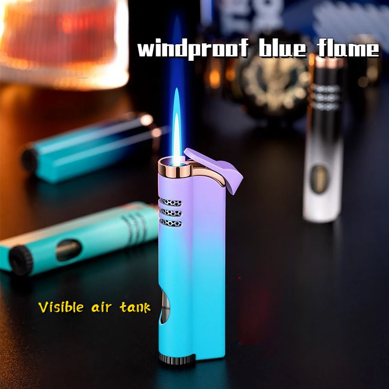 Newest High-looking Windproof Lighter, Metal Gradient Color Inflatable, Visible Air Chamber, Personalized Gift Cigarette Lighter