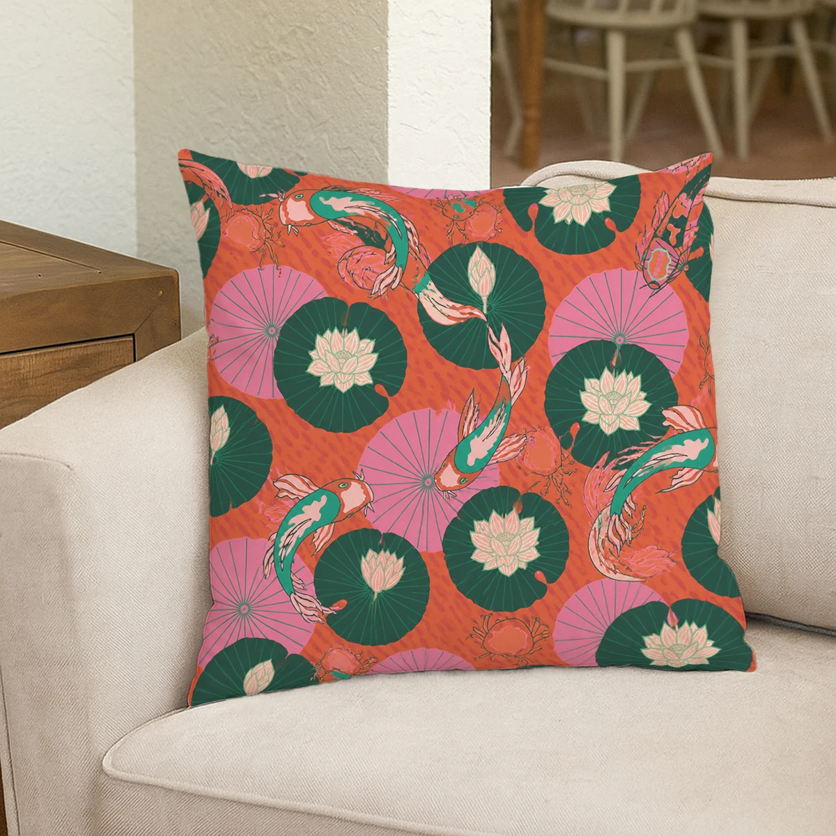 Buddha Pattern Polyester Pillow Cover - 2D Printed Decorative Cushion Case for Home Meditation Room, Zen Style Decor