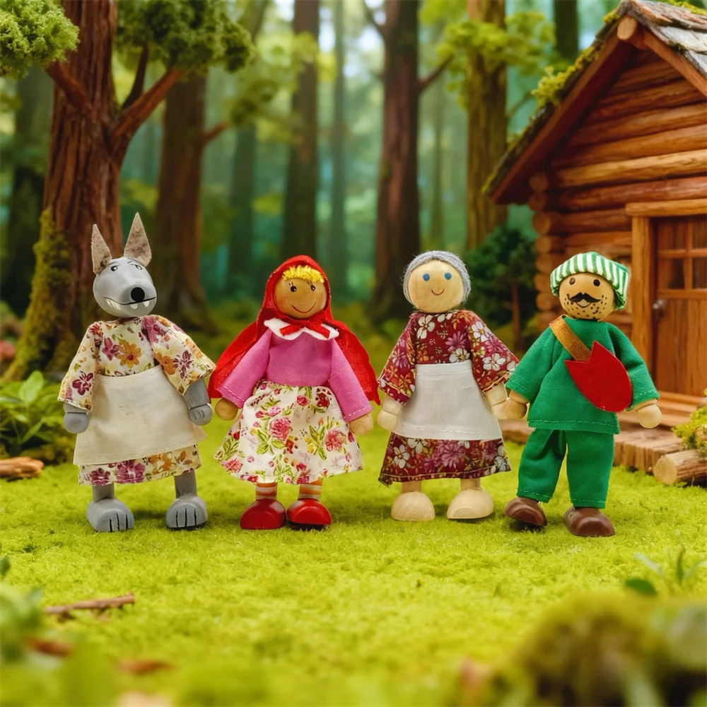 

Набор деревянных игрушек для кукольного домика для детей, куклы для рассказывания историй, одетые персонажи, детские ролевые игрушки в подарок