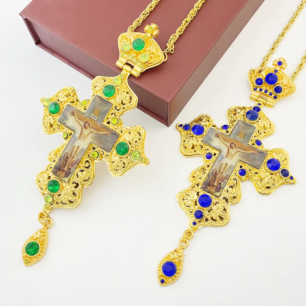New 2026 Orthodox Religious Greek Church Hollowing Process Bishop's Pectoral Cross Necklace for Ordination of Priest Box Gift