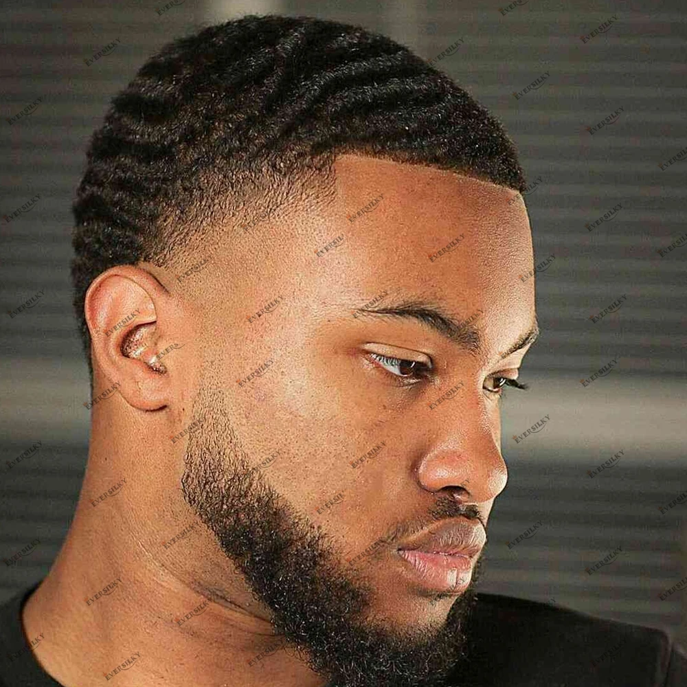 

Афро-завиток для чернокожих мужчин, 360 волн, 8 мм/10 мм/12 мм, моно NPU, супер прочный дышащий мужской парик, сменный протез для волос