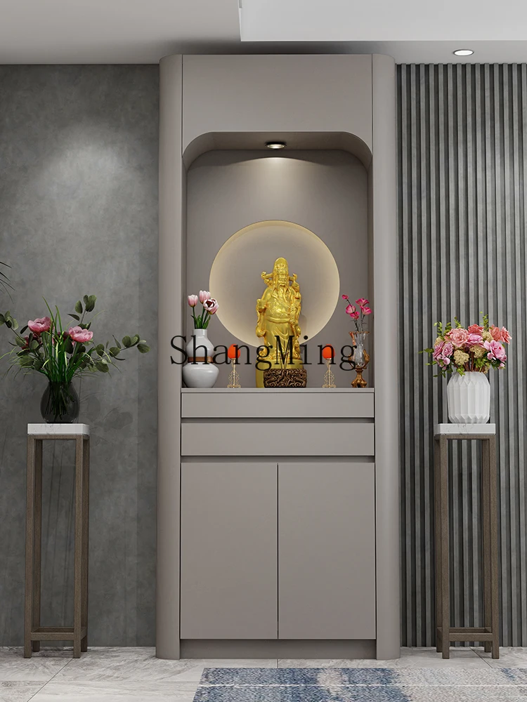 CL Buddhist niche new Chinese vertical cabinet  cabinet solid wood Buddhist altar table incense case for the God of Wealth home