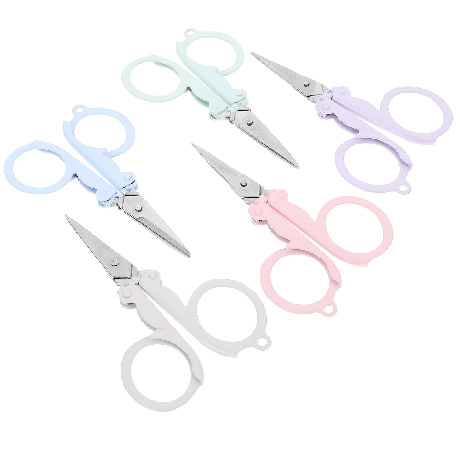 5Pcs Folding Scissors Compact Travel Scissors Small Portable Sewing Yarn Thread Cutter for Home Office Classroom Use