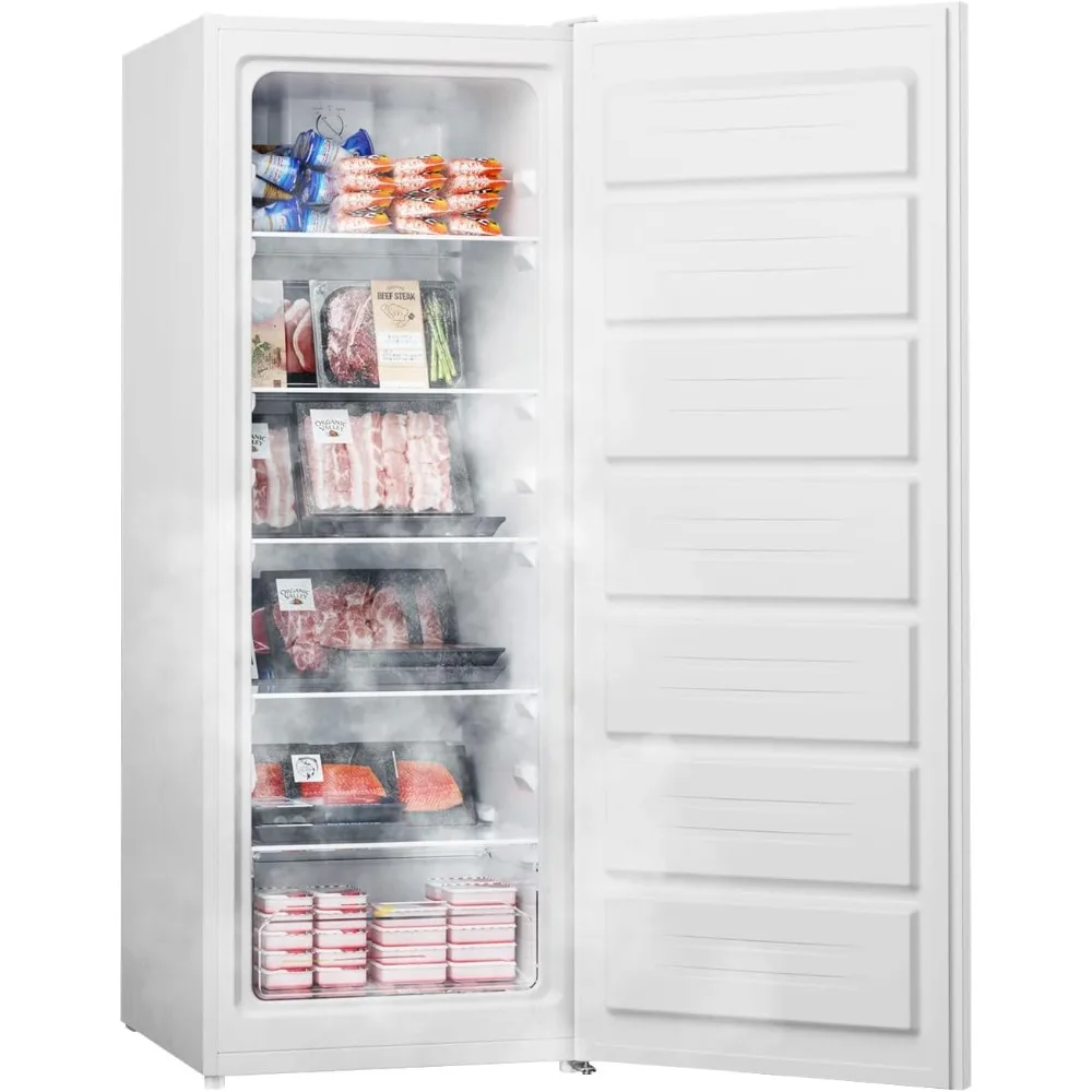 7.0 Cu.Ft Convertible Upright Freezer with Large Capacity, Convertible Design, Energy Saving, Quiet Operation, Removable Shelves