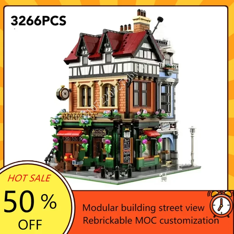 Tudor Center Modulair MOC Creatief straatbeeld Model Aangepaste puzzel Architectuur DIY Onderwijs Creatief kinderpuzzel Speelgoed Kerstcadeau
