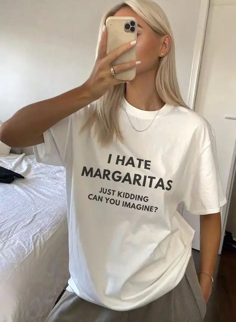 Odio Margaritas, simplemente lo puedo imitar, divertida camiseta de cóctel Tequila Lover Harajuku, ropa estética informal de manga corta