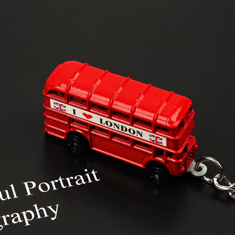 Fashion Red London Bus Keychain Mini Post Mail Box Telephone Booth Keyring for Men Women Car Handbag Pendant Party Souvenir Gift