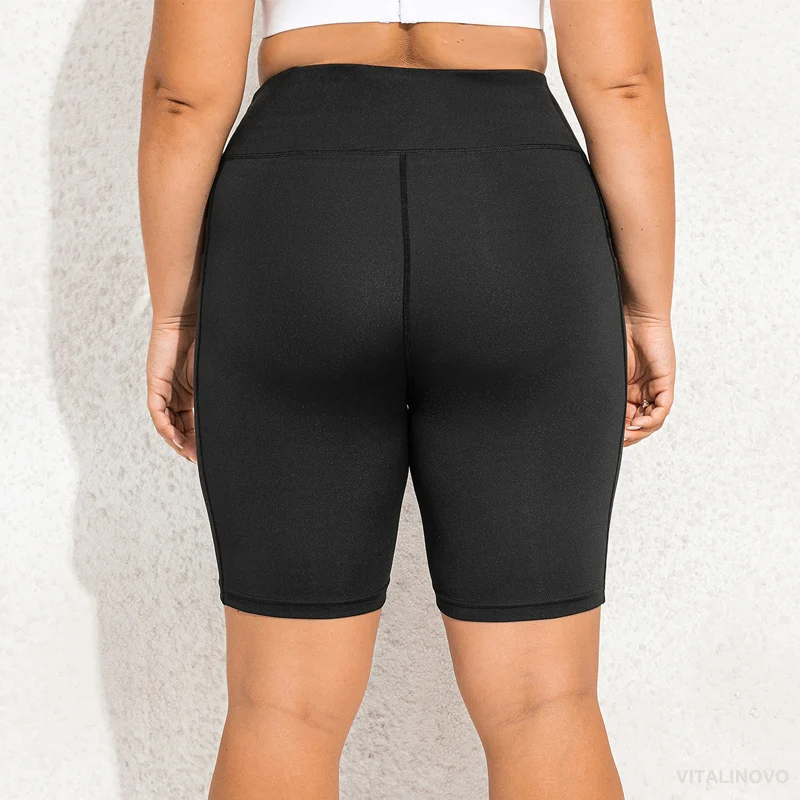 VITALINOVO Plus Size Biker Shorts with Pockets for Women High Waisted Workout Tummy Control Gym Running Athletic Yoga Short