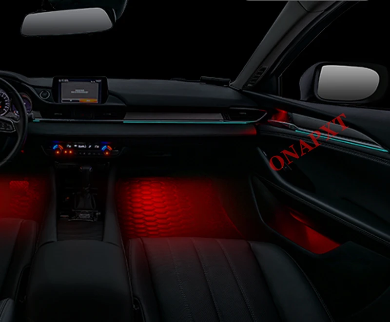 Car Ambient Light Set Decorative 64-Color illuminated Atmosphere Lamp LED Strip For Mazda 6 Atanza 2017-2020 Button Control
