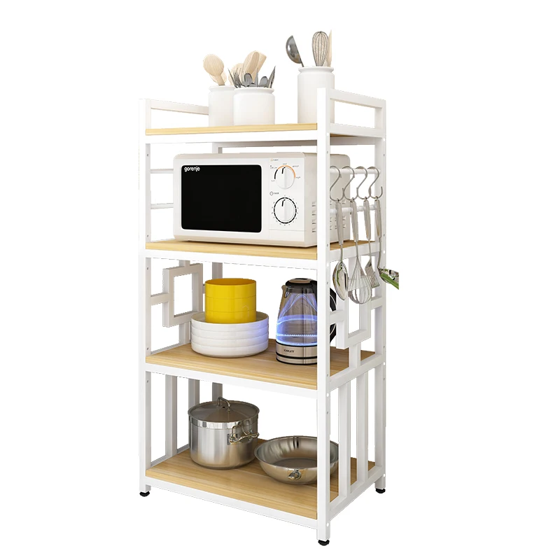 

Floor-to-ceiling microwave oven rack, household storage locker, multi-layer with cabinet door