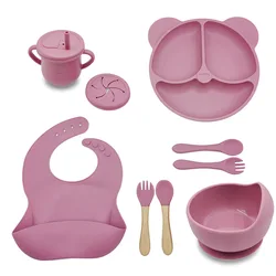 Baby Feeding Plate For Kids Personalized Baby's Name Feeding Sets Cartoon Bear Plate Customized Silicone Tableware For Children