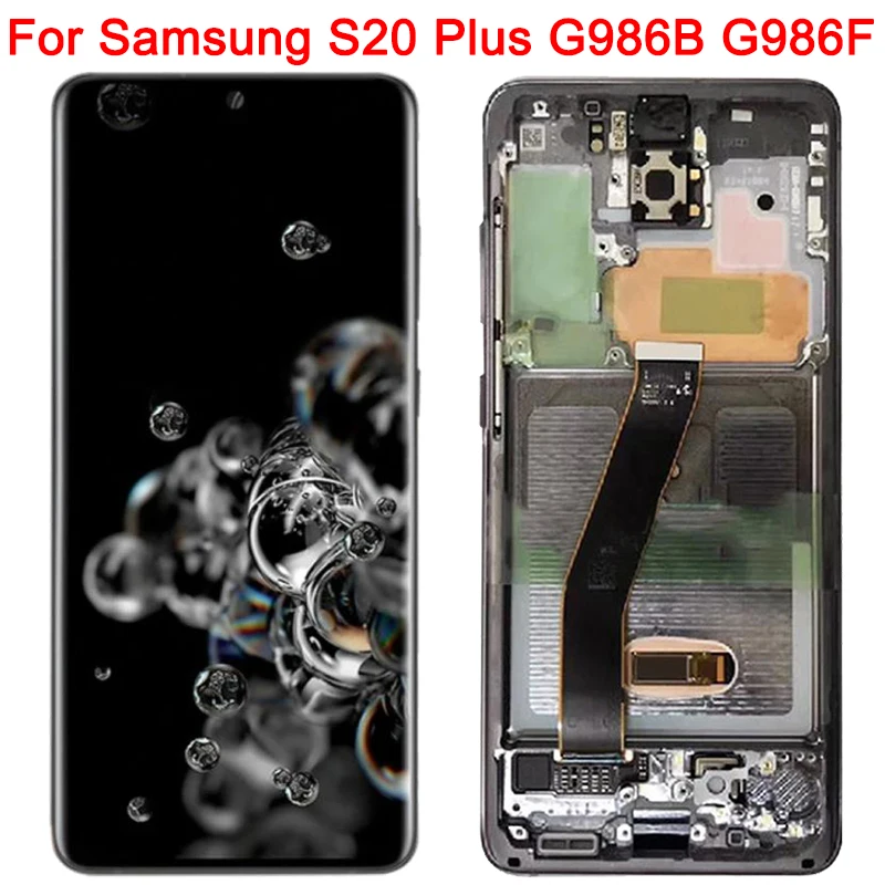 G986F Super Amoled Display For Samsung  S20 Plus LCD With Frame 6.7 Inch S20+ 5G SM-G986B/DS G986 LCD Display Touch Screen