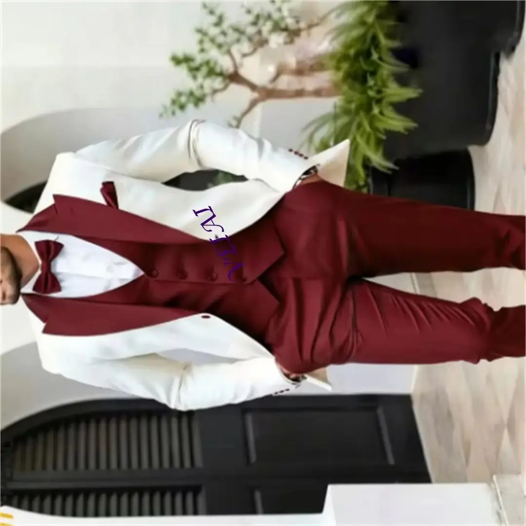 

Romantic Style Beige Wedding Party Business Formal Smoking Suit Coat Customized High Quality Groo Cheap