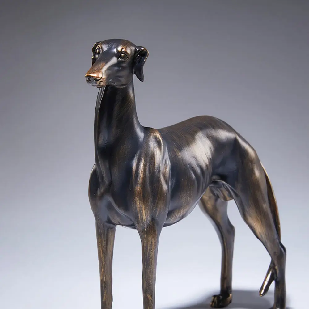 Exquisite Resin Greyhound Ornament Vintage Bronze Color Sculpture Decorative Art Statue For Home Living Room Office Desk