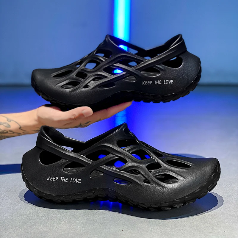Summer Men Sandals Light EVA Men's Casual Shoes Hole Shoes Clogs Lovers Home Garden Outdoor Male Beach Flat Slippers Big Size