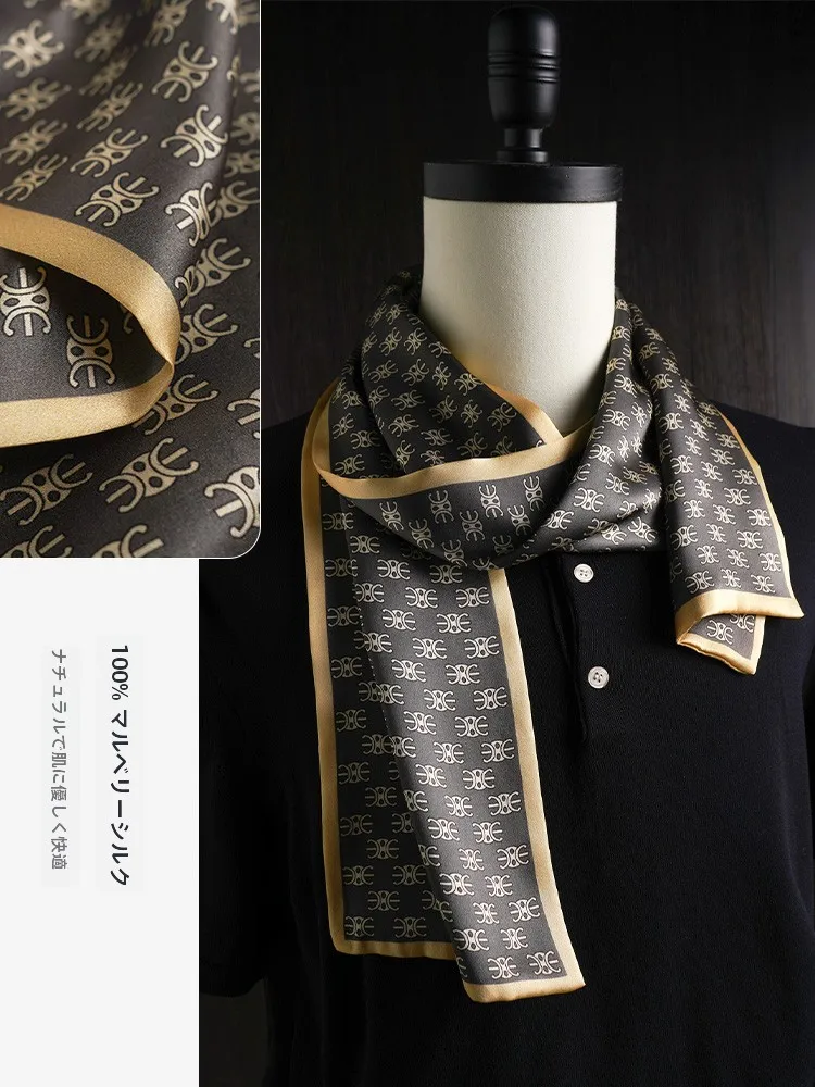 シルクスカーフ-ロング-薄型-メンズ-ネックウォーマー-高級-ビジネススーツ-シルクタイ-ネックラップ-保護スカーフ-男性用-長方形