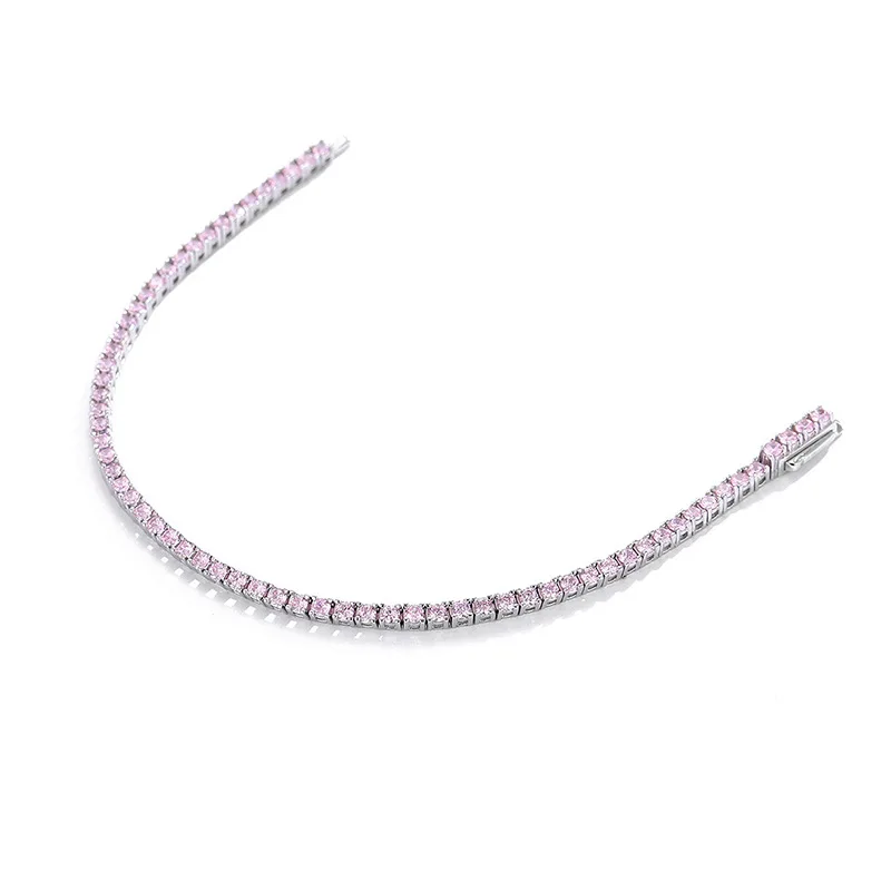 Luxury Solid Platinum PT950 Women's Full Diamond Bracelet Colorful Moissanite 2mm Diamond Bracelet Full Diamond Tennis Chain - view 4