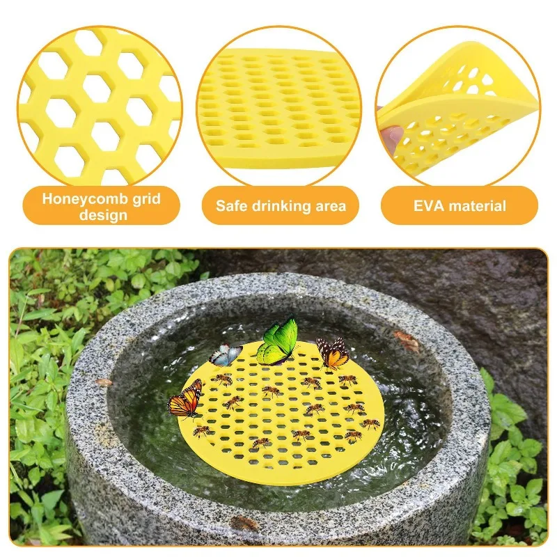 Floating Bee Island-Bee Waterer Bee Insect Drinking Tray Beekeeping Setup Luring Insect honeycomb design Island Tray Home Garden