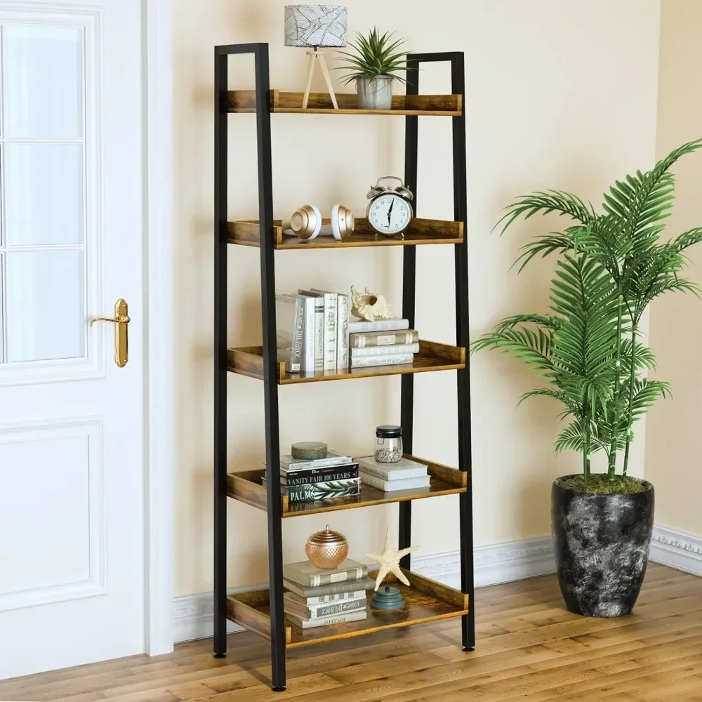 

Living Room Bookshelf for Books Ladder Shelf-5 Tier Bookshelves W/Open Shelf for Storage Wardrobe Easy Assembly Kitchen-67.3'' H