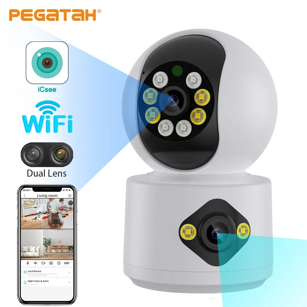 

New Dual LENs 4MP WiFi IP Camera CCTV 360° PTZ Smart Home Security Protection Video Monitor Baby Nanny Pet Surveillance Cam