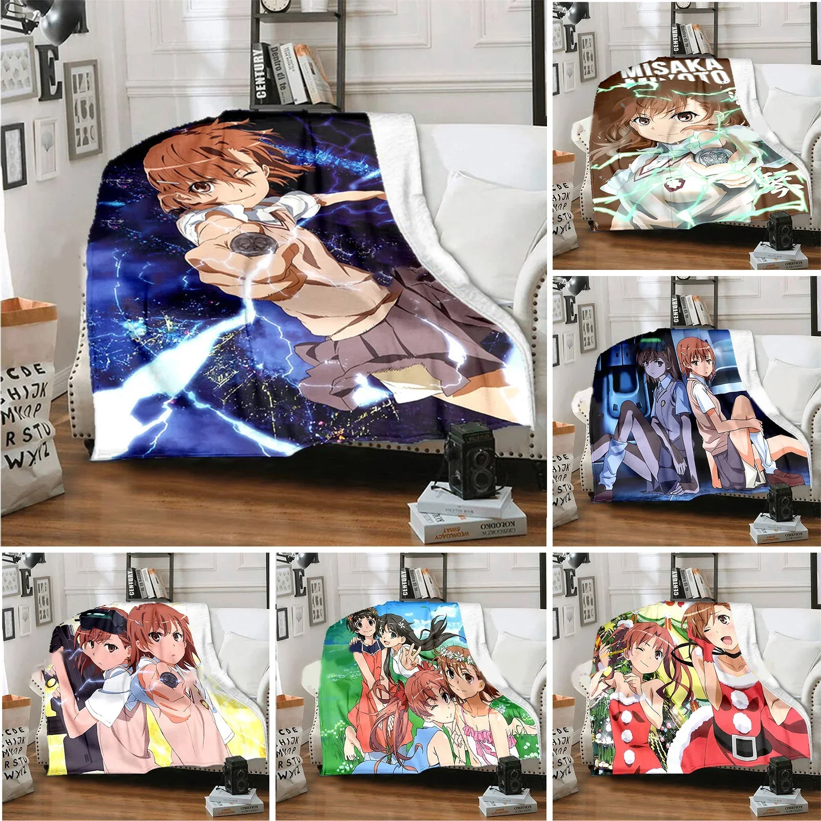 A Certain Scientific Railgun Misaka Mikoto Blanket Anime Blanket Plush Flannel Bed Home Throw Sofa Blankets Children Gifts