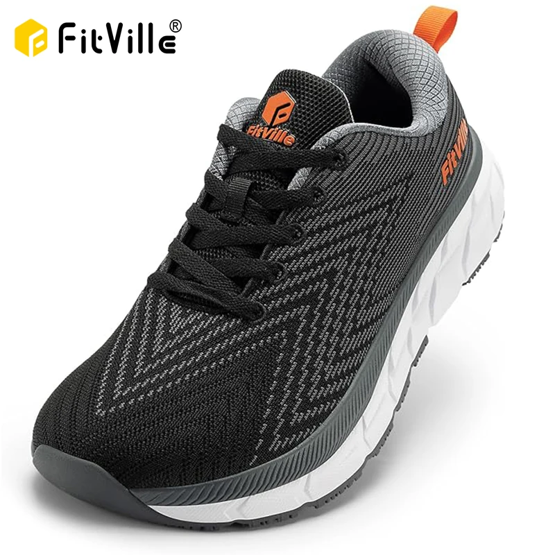 FitVille Scarpe da uomo con punta larga, ammortizzate, larghezza extra larga, scarpe da corsa antiscivolo, comode sneakers leggere per piedi grassi