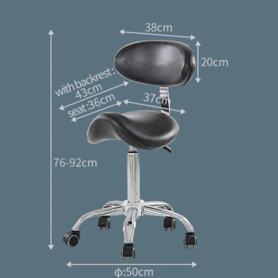Hospital Medical Stainless Steel PU Leather Mobile Dentist Stool Chair Brown Rolling Dental Saddle Stool