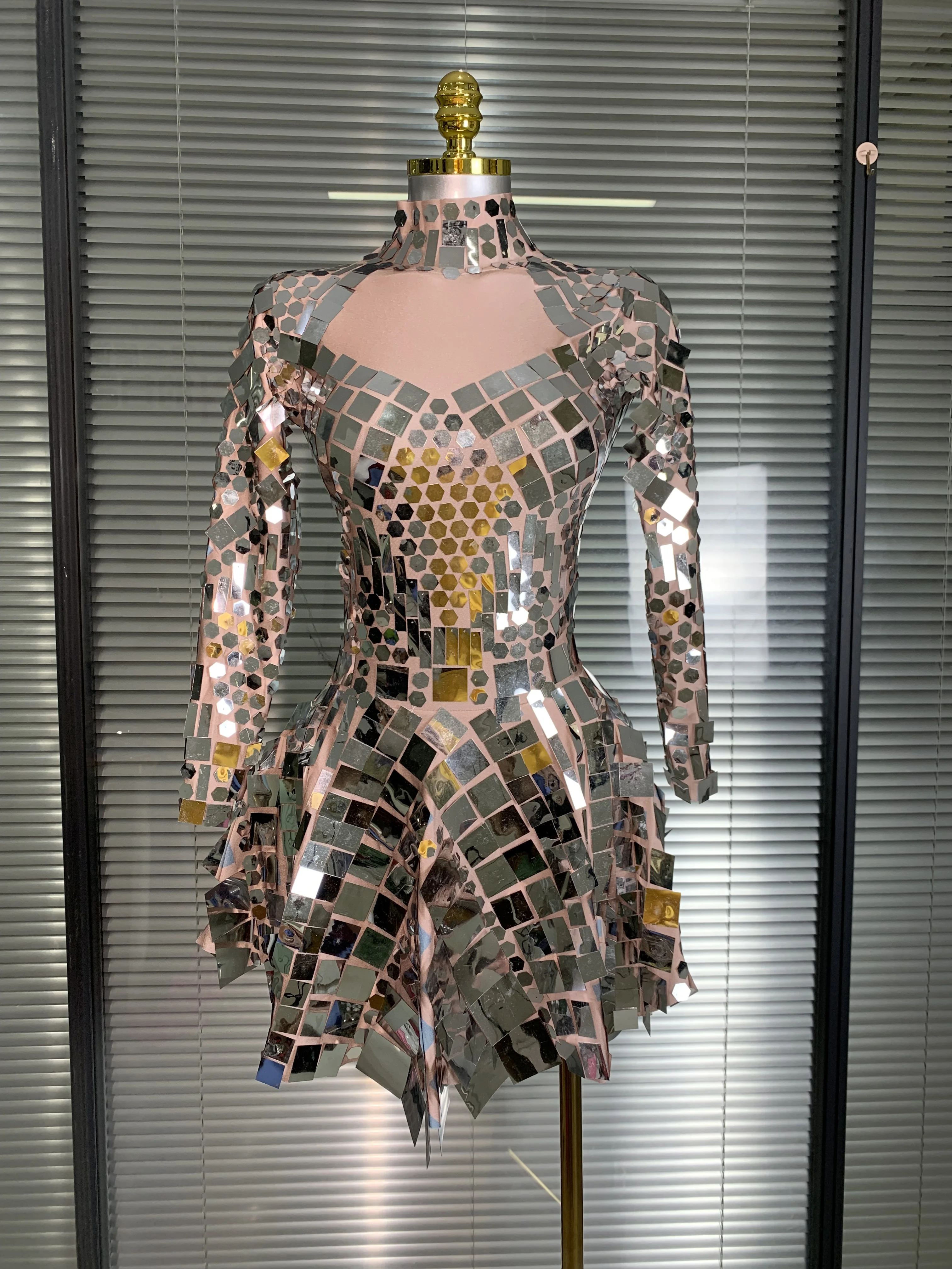 

Women Sexy Stretched Mini Night Club Sparkly Sequins Performance Costume Stage Dancer Night Club Party Dress