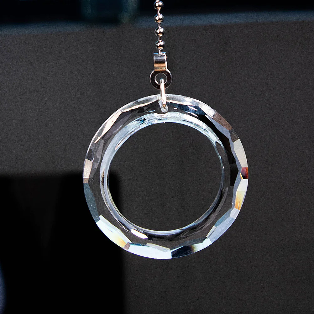 

2Pcs Crystal Ring Pull Chain Fan Light Decorative Pendant Ceiling Fan Pull Chain Extension Hanging Light Accessory