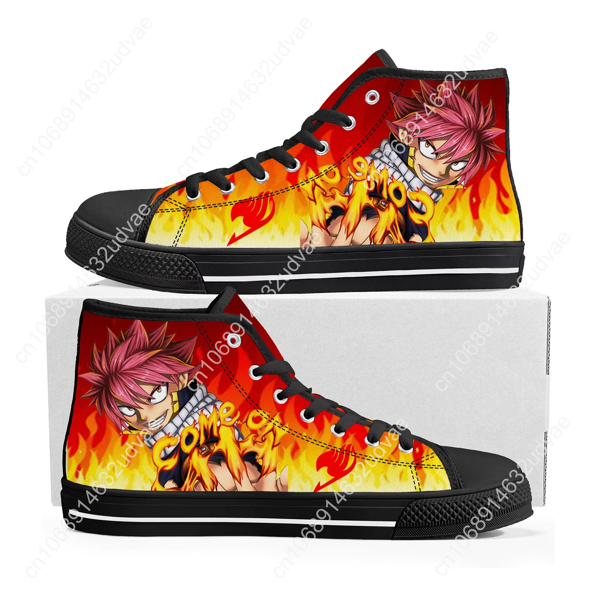 Anime Fairy Tail Natsu Dragneel High Top Quality Sneakers Mens Womens Teenager Canvas Sneaker Casual Couple Shoes Custom Shoe