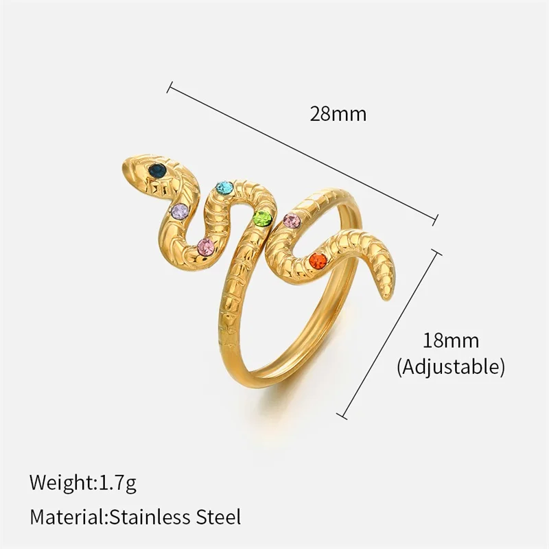 GANPUP 316L Edelstahl Exquisite Minimalistische Zirkonia Offenen Ring Frauen Chic Mode Goldene Wasserdichte Finger Schmuck – Detail 3