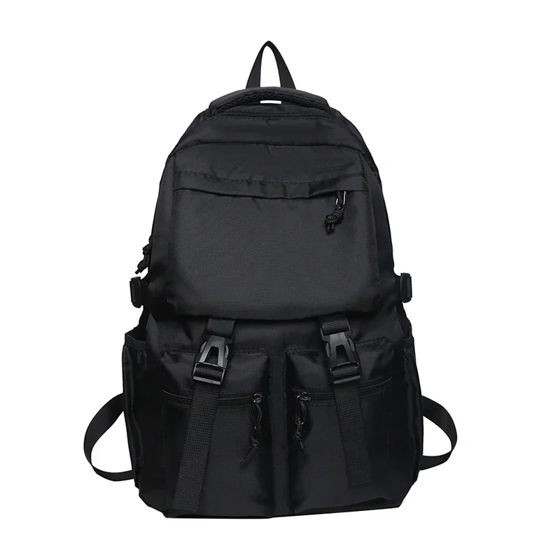 Mochilas de nailon negro con cremallera de alta capacidad, gran oferta, bolso de viaje informal impermeable, nueva mochila escolar sencilla y versátil, 2024