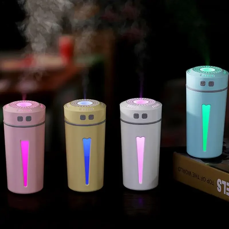 Mini umidificador máquina de aromaterapia pulverizador hidratante baixo ruído com luz noturna colorida umidificador de ar usb para casa carro 260ml