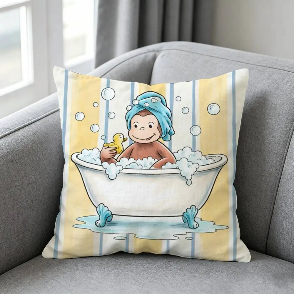Curious George-e Monkey-y Pillow cover gift High definition digital printing,Surprise  vivid pattern Household.