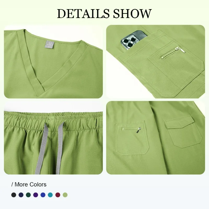 

Breathable Short Sleeve Scrub Suit Set Doctor Nurse Uniform for Hospital