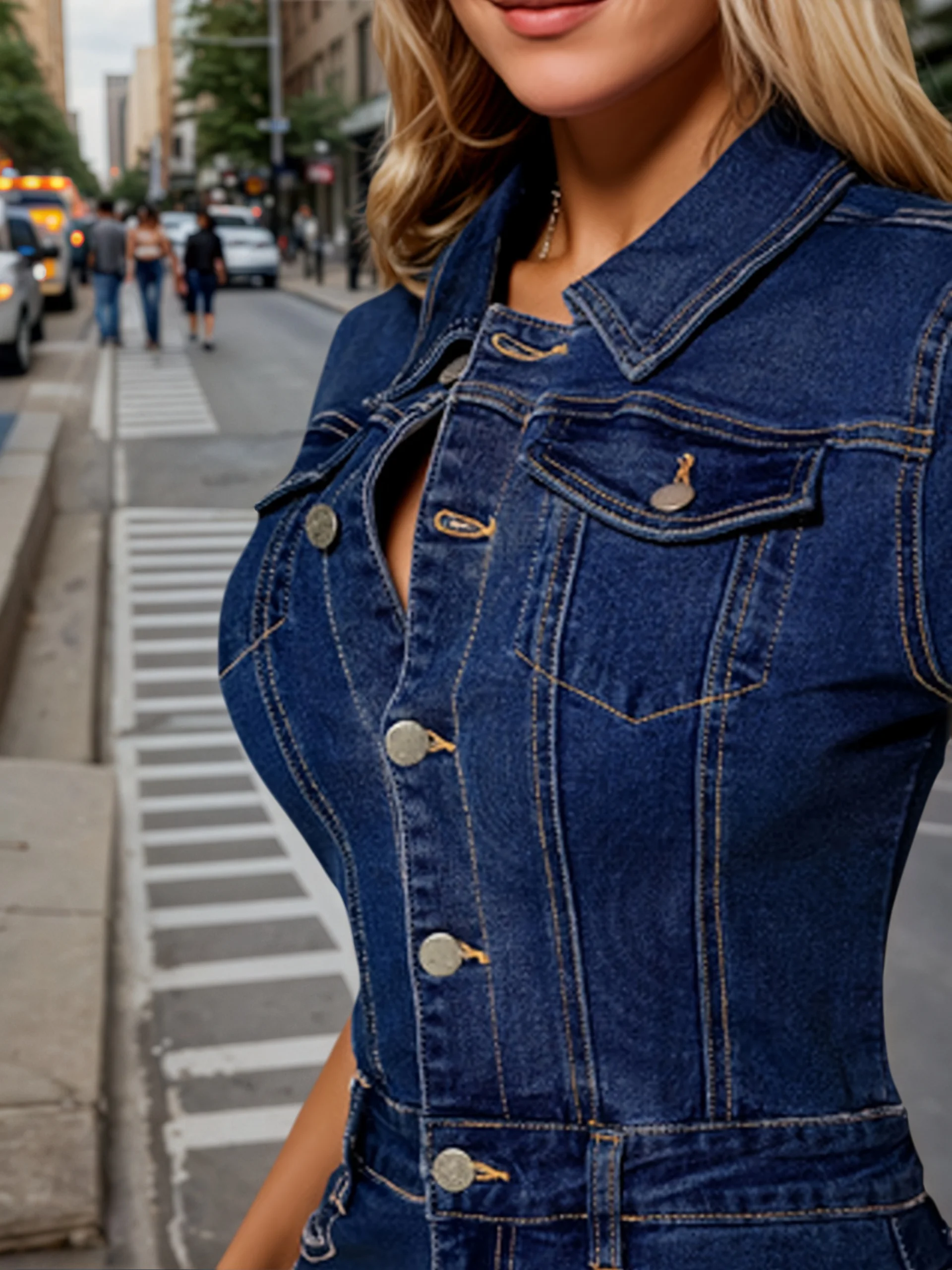 Robe de Cowboy Sexy pour femmes, jupe une étape extensible, Slim et élégante, Design à boutons multi-poches, nouvelle collection 2025