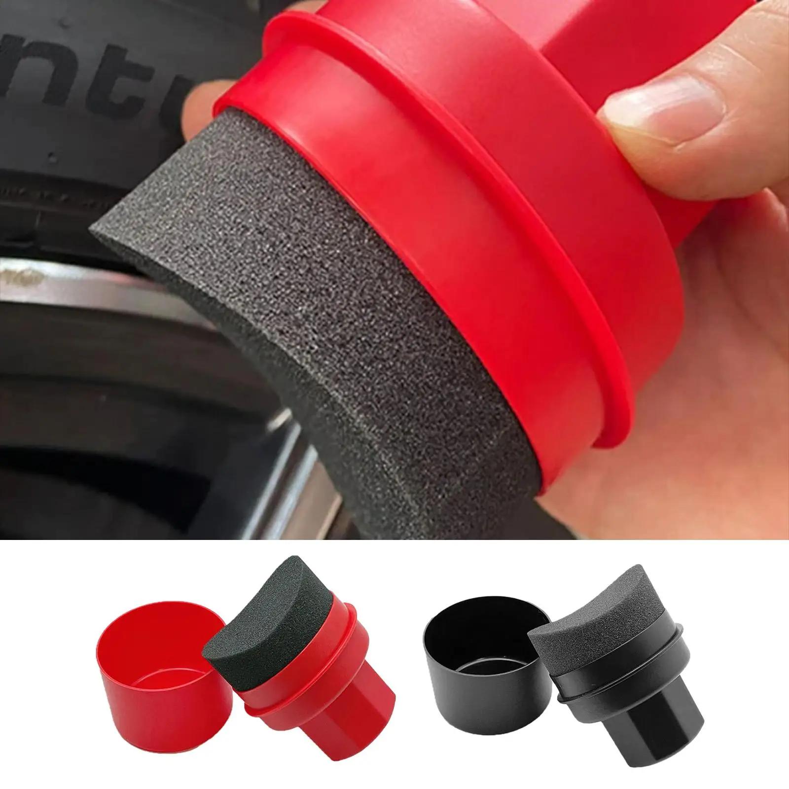 Curved Shaped Car Tire Waxing Sponge Car Wax Applicator Pad With Lid Easy Waxing Tire Sponge Tire Cleaning Tools Detailing Brush