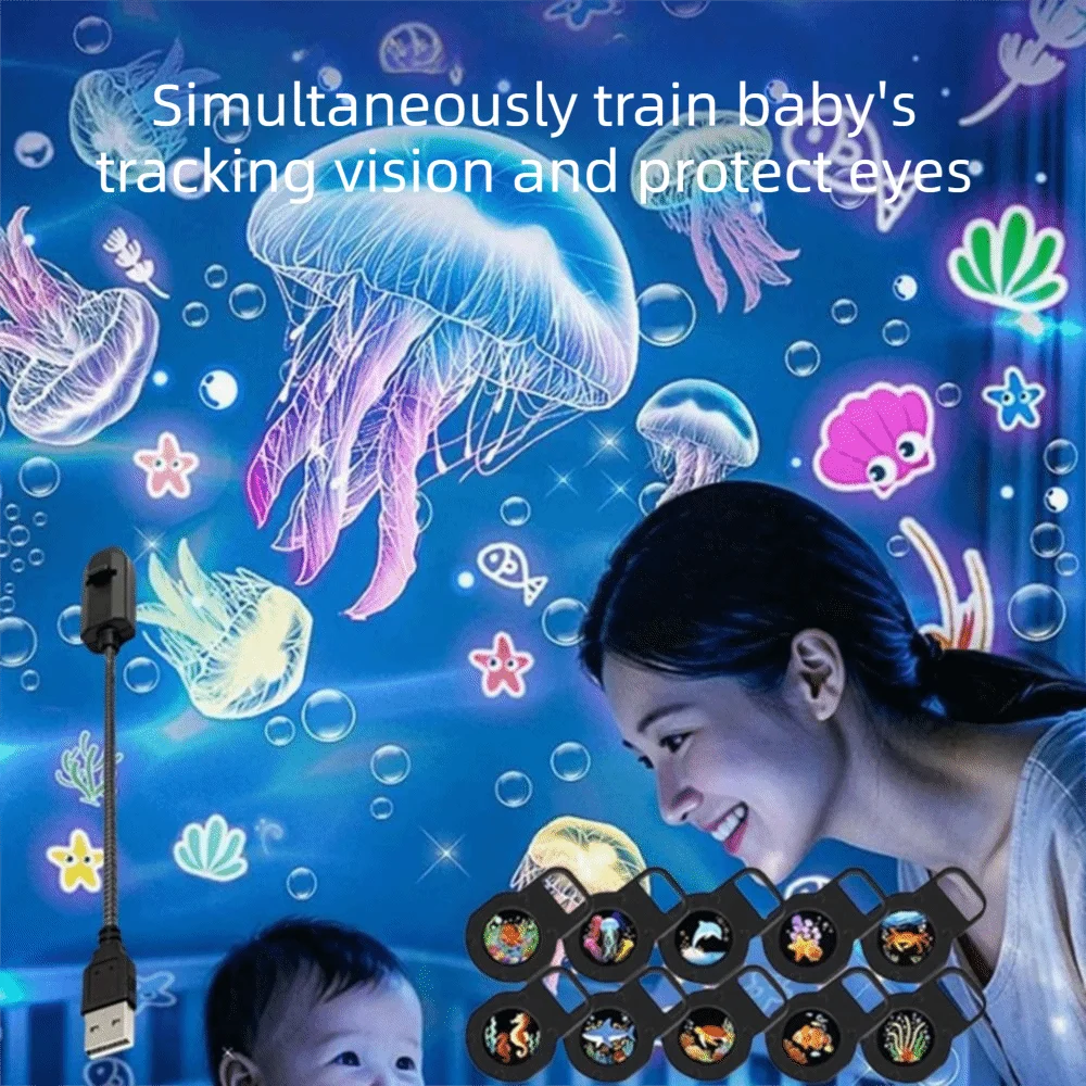 360 Degree Rotating Dreamy Ocean Projector Ocean World Flexible Neck Party Ambient Light Dynamic Projector Ocean-Themed