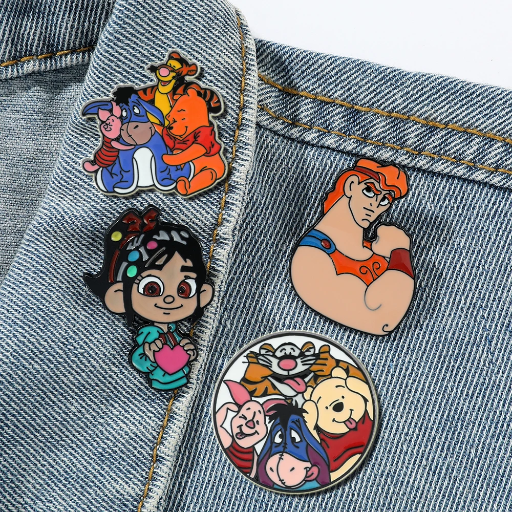 Hercules Vanellope Von Schweetz Pooh Bear maialino Tigger Disney spilla Pin Cartoon Cute Badge spille smaltate zaino spilla in metallo