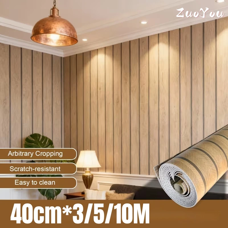 

Self-Adhesive Wood Grain Vinyl Wallpaper Perfect for Home Decoration in Living Room Bedrooms Peel and Stick PVC Wall Panels