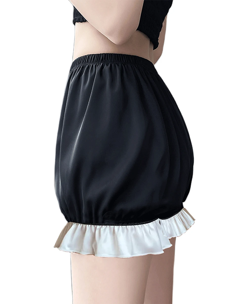 Women's Fashion Lantern Shorts Patchwork Elastic Waist Short Pants Summer Casual Shorts