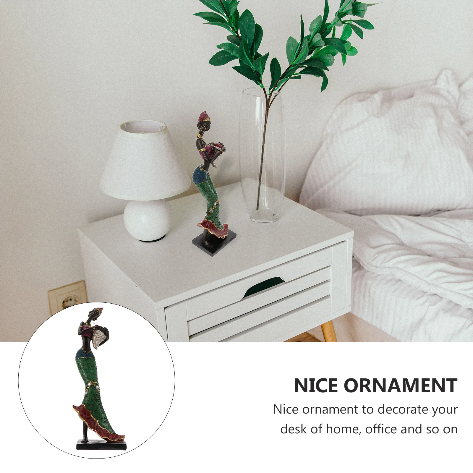

1Pcs African Women Resin Statue Ethnic Style Decorative Desk Ornament Home Office Resin Crafts Desk Figurines Ethnic Figurine